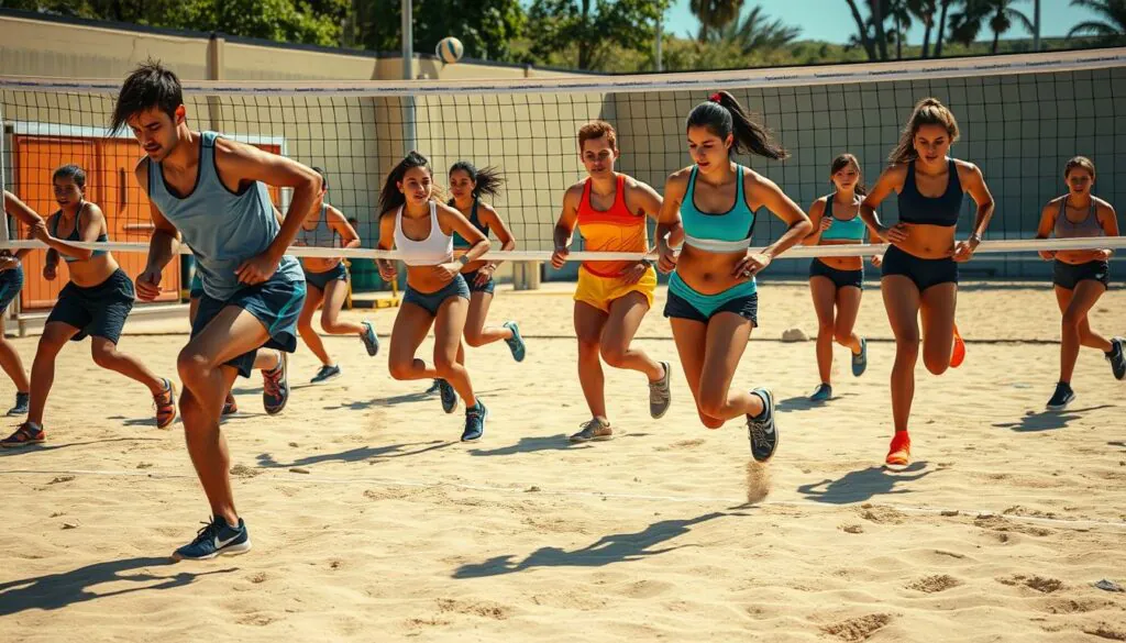 Player practicing volleyball footwork drills
