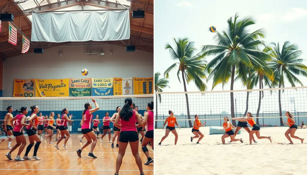 Volleyball club members practicing